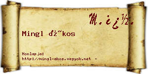 Mingl Ákos névjegykártya